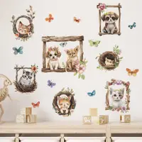 在飛比找Very buy優惠-梵汐fun-d11卡通動物組合相框蝴蝶兒童房牆面裝飾牆貼紙
