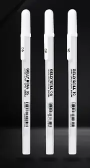 Sakura Gelly Roll White Pen - 05 Fine, 08 Medium, 10 Bold (Set Of 3 , No Box)