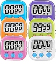 6 Pack Multi-Function Electronic Timer - Magnetic Digital Timers Big LCD Display The Loud/Silent Switch Countdown Timer Extensively Use in Break Time, Cooking,Gym, Meeting, Classroom