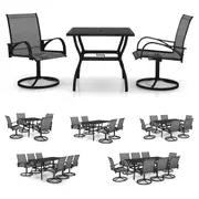 Dining Set Textilene and Steel Furniture Multi Models 3/5/7/9 Piece vidaXL