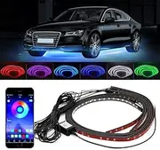 EVERGD 4Pcs RGB Car Underglow LED Under Car Tube Neon Strip Light Kit Waterproof with APP-Controlled Sound Active Function Car Exterior Ambient Lighting