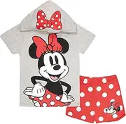 [Disney] Characters Girls 2-Piece Kids Clothing Set - Hoodie T-Shirt & Shorts 2-Pack Bundle Set for Girls