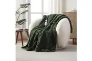 Dreamaker Basketweave Faux Fur Heated Throw Olive - 130x160cm