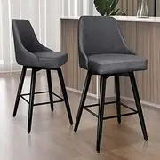 ALFORDSON 2pcs Swivel Kitchen Barstools, Bar Stools, Dining Chair, Counter Stool Chair for Home Bar Dining Room, Dark Grey