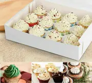 10x Cupcake Boxes 12 Holes Clear Window Cupcake Display Boxes Muffin Cup Wedding