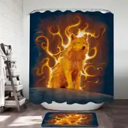 Fantasy Animal Art Phoenix Wolf Shower Curtain