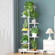 Multi Tier Metal Plant Stand for Indoor and Outdoor, 7 Tier 8 Potted Flower Shelf with Wheels and Brakes, Corner Tall Flower Holders, Plant Shelf, for Patio, Garden, Living Room, Balcony, Bedroom