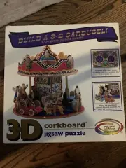 1993 Build a 3-D Carousel Puzzle 470+ Piece Jigsaw Puzzle Corkboard Complete