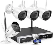 [ANNKE] 5MP Super HD Wireless Security Camera System with 2T2R MIMO Antennas, 8CH H.265+ NVR and 4X 1920P WiFi IP Outdoor Cameras with 100ft EXIR 3.0 Night Vision, Metal Housing, 1TB HDD Included-WS500