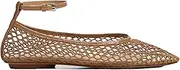 [Molozoey] Mesh Ankle Strap Flats for Women Round Toe Ballet Flats Shoes,Casual Mary Jane Flats Comfortable Daily Dress Shoes, Tan, 7
