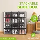 12PCS Shoe Storage Box Sneaker Display Case Plastic Clear Boxes Stackable Case