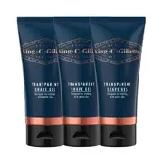 3 x King C. Gillette Transparent Shave Gel 150mL