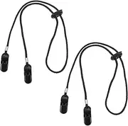 2Pcs Hat Keeper Clip Adjustable Hat Strap Clips Cap Retainers Anti- Lost Strap with Cord Locks for Fishing Hat Keeper Eyewear Holder Black