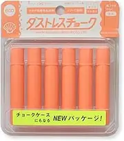 Nippon Rikagaku DCK-6-RG Dustless Fluorescent Chalk, Orange, 6 Pieces