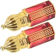 NULYLU 2pcs Glass Roller Perfume Bottles Vintage Refillable Essential Oil Containers Compact Dispenser Leak Design for Easy Application