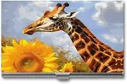 LKHDS Slim Aluminum Alloy Business Card Holder Giraffe And Sunflower Pocket Business Card Case Portable Business Card Wallet Business Card Holders Handheld Card Box for Women Men, style, One size