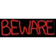 Gemmy LED Lighted Short Circuit Glo Light Beware Sign Halloween Decoration - 7 i