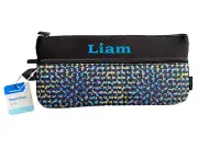 New Personalised Black Spots Print Zip Medium Double Zip Pencil Case 15.5 x 33cm