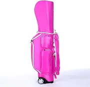 PP-Kic Standard Golf Bag with Trolley, 5-Way Storage and Multiple Pockets, with Adjustable Padded Shoulder Straps and Wheels for Easy Mobility, Portable Golf Bags for Men and Women