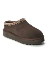 [Aus Wooli Ugg] Sheepskin Wool Ankle Braid Platform Mentone Slippers in Chocolate