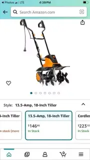WEN TC1318 13.5-Amp 18-Inch Electric Tiller and Cultivator