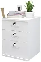 Solid wood file cabinet with 3 drawers and 4 360° casters, holds letter and A4 file folders and is a durable, portable office organizer
