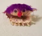 Millipede shell Monster w/ Purple Hair 4.5" wide Folk Art Souvenirs Gift