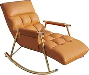 CHAOFLIGHT Rocking Sofa Chairs, Chair 5 Speed Adjustable Orange Recliner Chair with Antifouling Upholstered and Armrests Reading Sofa Chair for Living Room,Balcony,Courtyard (Orange Golden Legs)