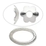 300 Silver Plated Steel 7x2mm Smooth Flower Bead Caps to Fit 6-8mm Beads *