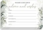 WwongxianB Set of 25 Eucalyptus Greenery Advice and Wishes Cards - Words of Wisdom Guest Book for Newlyweds Bridal Shower Wedding Retirement Grad Fill in Style Invites Cards -001