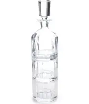 NEW Godinger Parallels Crystal Stacking Decanter and 2 Glasses Set