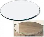 Round Glass Table Top 11in - 24in, Tempered Clear Glass 1/4" Thick Beveled Polished Edge, Replacement Top for Dining, Coffee, Office, Side Table(60cm/24in)