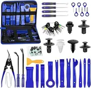 158Pcs Trim Removal Tool with Storage Bag, Plastic Panel Fastener Removal Tool Car Panel Removal Tool Kit Auto Clip Pliers Pry Tool Kit Fastener Remover for Car Panel/Dash/Door (Blue)