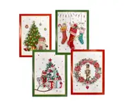 bulk 288 Cheerful W Gifts Xmas Cards 3D Glitter 4 Assort Invitation 11x17cm