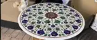 30" White Marble Console Bar Coffee Table Lapis Stone Floral Inlay Art Hotel Dec