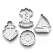 Yacht Sailing Boat Cookie Cutters and Stamps 4pc Set