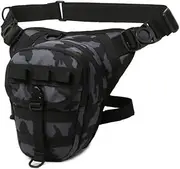 Fishing Waist Bag for Men Drop Leg Bag Thigh Bag for Women Perfect for Fishing, Hiking, Motorcycle, Riding (Black Camo, One Size)