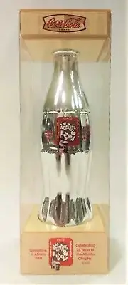 Coca Cola Springtime, Atlanta 25th Silver Anniversary Bottle w Display Case-2001