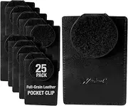 WICKED Pocket Clip for Embroidered Patch Badge, Alumni Insignia, Metal Thread Bullion Emblem Full-Grain Leather, and 2’’ Attached “Loop” Backing with Multi-Use Peel & Stick Adhesive Hook (25)