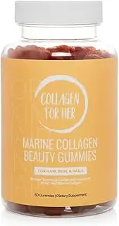 Collagen For Her: Marine Collagen Beauty Gummies for Hair, Skin, and Nails w/ Biotin, Zinc, Vitamin C and E | Orange Flavor (60 Ct.)