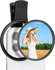 [K&F Concept] 67mm Clip on Black Diffusion 1/4 & CPL 2 in 1 Phone Camera Lens Filter Kit, Mist Cinematic Effect Polarizer Filter Compatible with iPhone/Samsung Galaxy for Video/Vlog/Photography