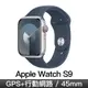 Apple Watch S9 GPS LTE 45mm 銀鋁/風暴藍運動錶帶-S/M(MRMG3TA/A)