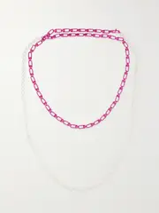 [EÉRA] EÉRA - White Gold, Silver And Pearl Necklace - Pink - One size One size Pink