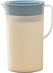 Raenseen 1.5L 2L Fridge Jug Handle Plastic Pitcher Lid Spout Transparent Spill Proof Storage Reusable Juice Water Milk BBQ Party Blue 1.5L One Size