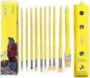 HIMI Artists Paint Brush Set 10 Pcs Gouache/Watercolor Paintbrush for Acrylic Oil Painting and Gouache Art Creation Soft Anti-Shedding Hog Hair Best for Painter Hobby Beginners Student(Yellow)