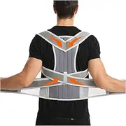 Full Back Support Belt Shoulder Spine Posture Corrector For Teenager Student Women Men Breathable Back Brace Lumbar Support Belt Scoliosis Hunchback Correction Pain Relief(Gray,X-Large)