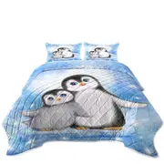 Cute Animal Art Drawings Penguins Side by Side Coverlet
