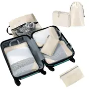 8 Set Compression Packing Cubes For Travel Essentials Expandable Luggage Storage Bags Set-Beige