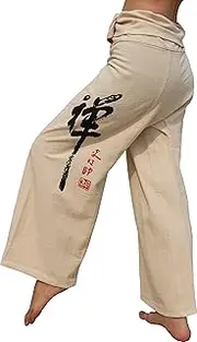 RaanPahMuang Warm Cotton Fisherman Wrap Pants Japan Gate Screen Print Plus
