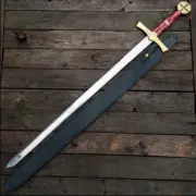 Hand Forged Carbon Steel Knight Templar Battle Ready Medieval sword with Sheath